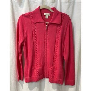 Appleseeds Pink Zip Up Sweater cardigan  size medium